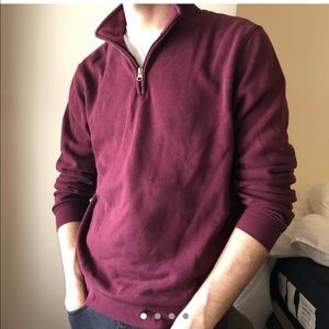 John Ashford Maroon Quarter Zip Sweater